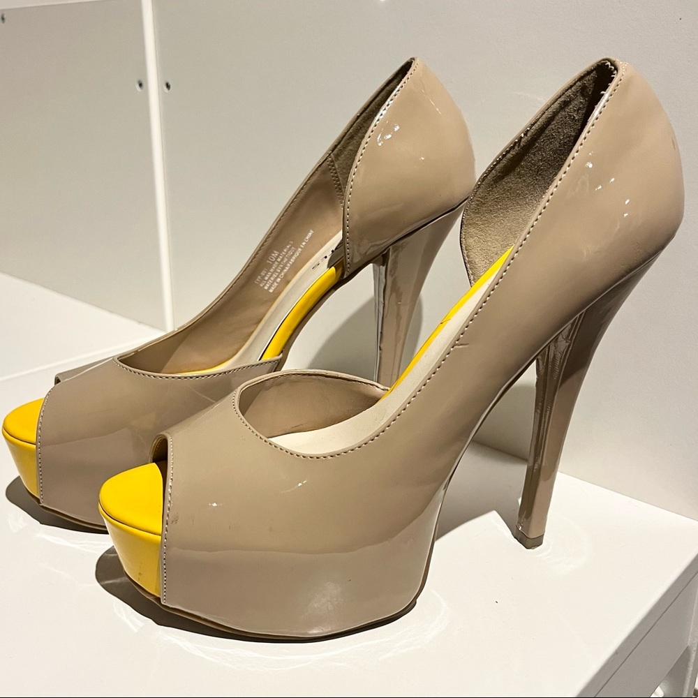Nude platform heels